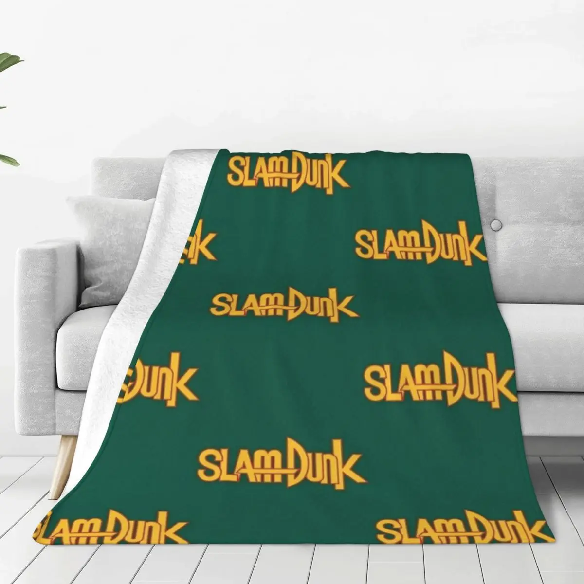 

Slam Dunk Logo Anime Knitted Blanket basketball japanese manga Flannel Throw Blankets Airplane Personalised Soft Warm Bedspreads