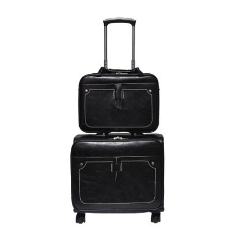 

PU leather luggage Suitcase set Travel suitcase Spinner suitcases Rolling Luggage trolley bags Men Business Travel bag On Wheels