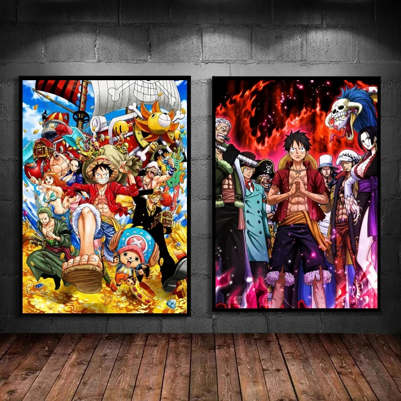 

Canvas Artwork Painting One Piece The Straw Hat Pirates Decoration Paintings Comics Pictures Hanging Decorative Gifts