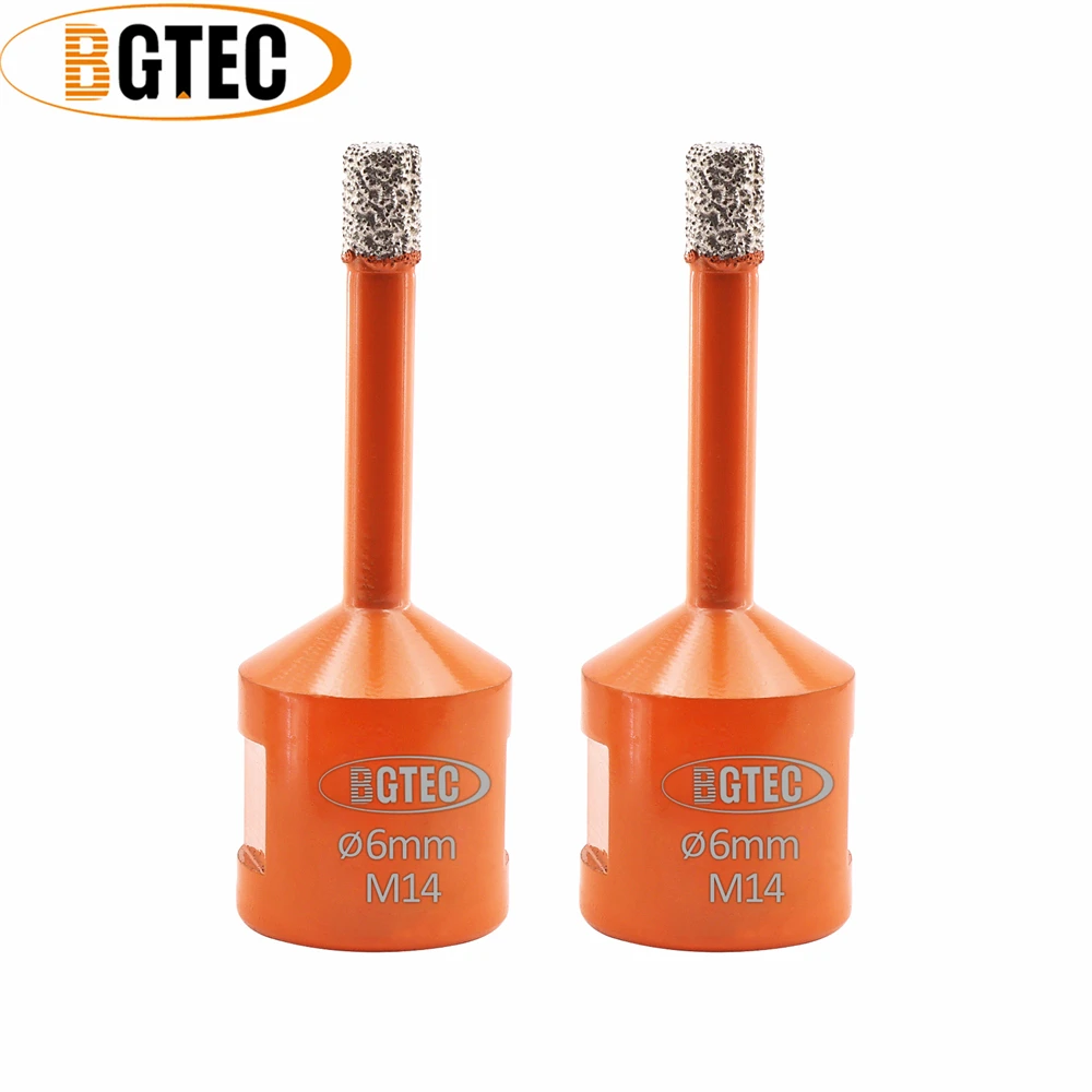 BGTEC 2pcs 6-16mm Diamond Drill Bits Set Drilling Crowns Tile Porcelain Ceramic Marble Hole Saw M14 Thread Hole Opener 2pcs 5 6 8 10 12 14 16mm diamond dry drill bits hole saw cutter for marble ceramic tile hex shank multifunctional drilling tools