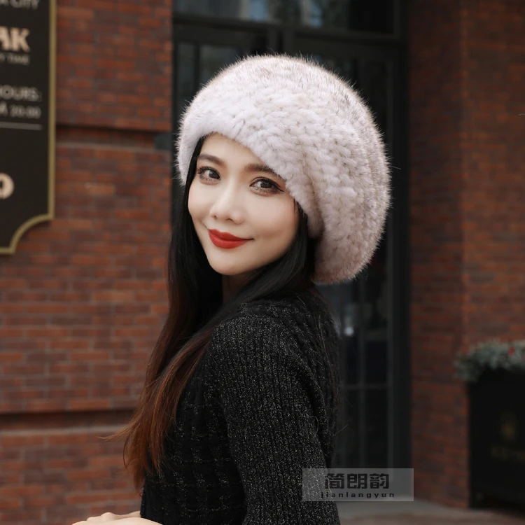 Real fur hat mink apres ski style beret super cute Brown Mink Fur Aviator Hat Handmade By FurbySD main image 2