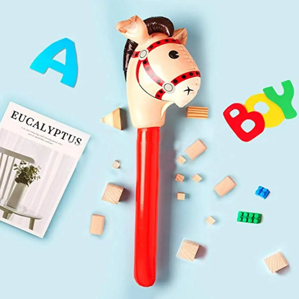 High Quality PVC Horse Head Stick Ride-on Animal Kids Horse Riding Inflatable Toys Outdoor Fun Playing Game Gifts Party Decor