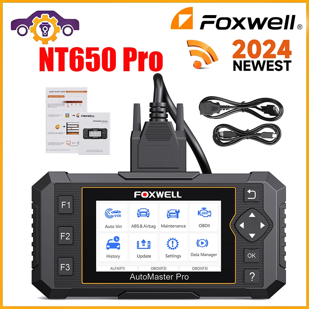 

Диагностический сканер FOXWELL NT650 Pro NT650PRO OBD2, прибор для чтения кодов ABS и SRS, масло стандарта EPB, с бесплатным обновлением и сбросом