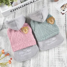 Winter Dog Sweater Dresses With Fur Lining Pet Hoodie Uniform Sleeveless Puppy Outfit Cat Clothes For Chihuahua Yorkshire Pugs