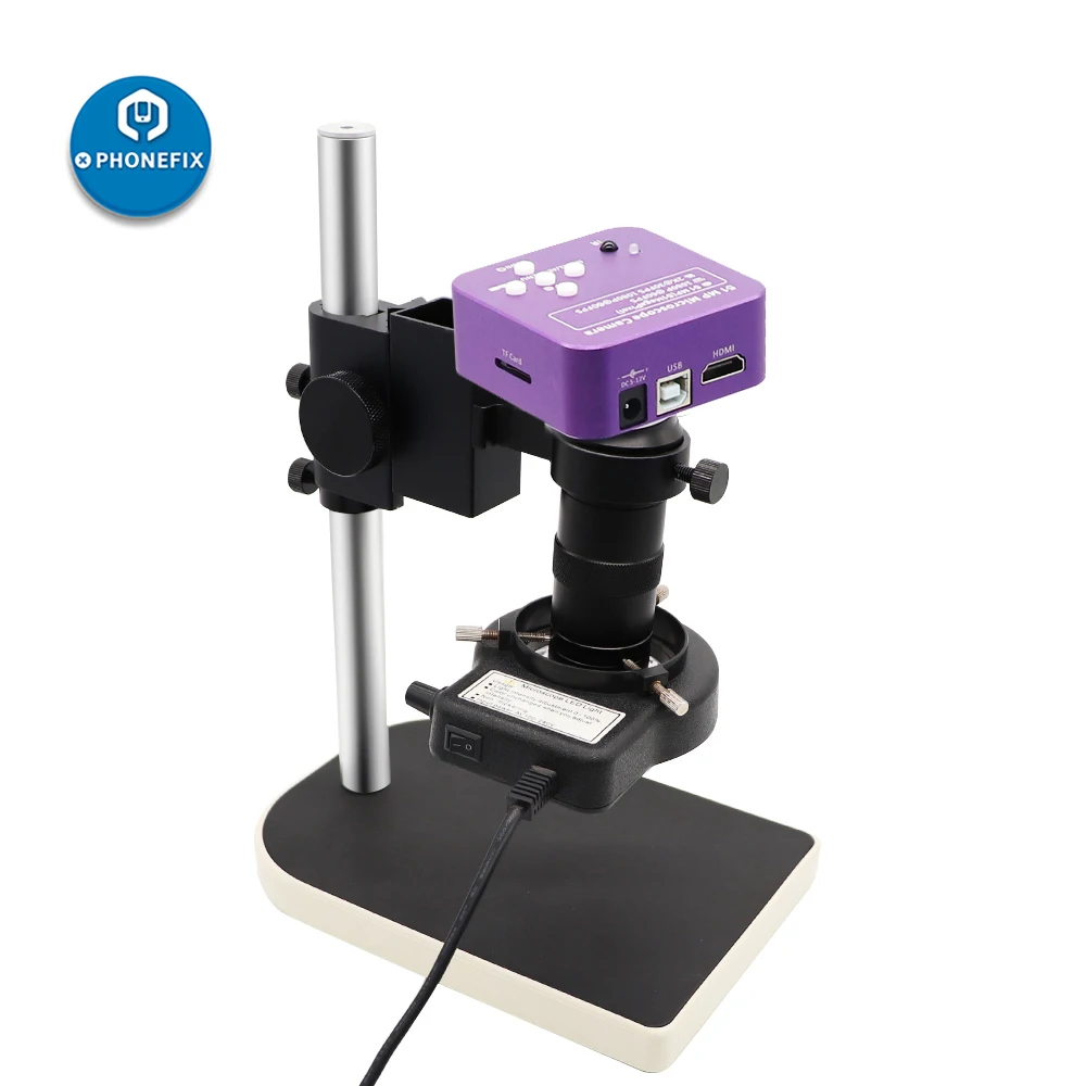 51Mp Electronic Usb Digital Video Hdmi Microscope Camera Set + 130X Focus Zoom Lens 56 Led Lights Phone Watch Jewelry Pcb Repair