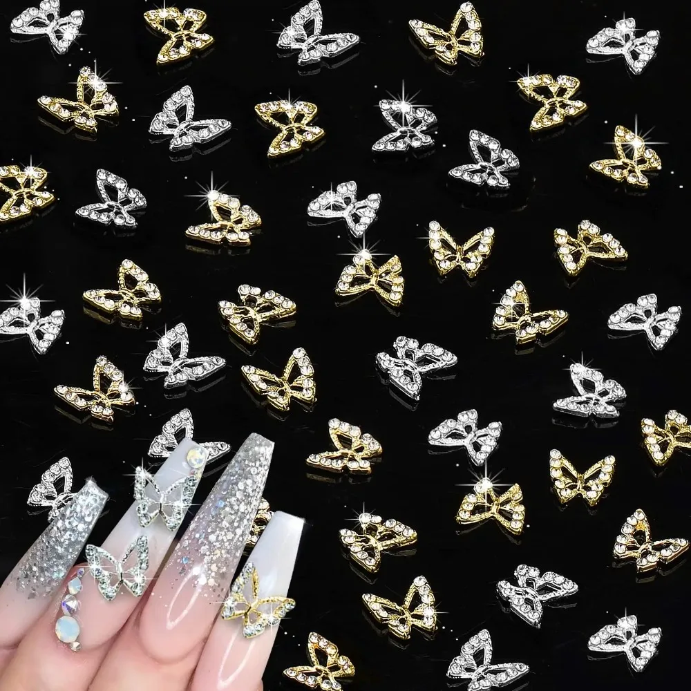 

Nail Charms 40 Pcs Butterfly Nail Charms 3D Butterflies Shape Charms for Nails Gems Nail Art Decorations Supplies