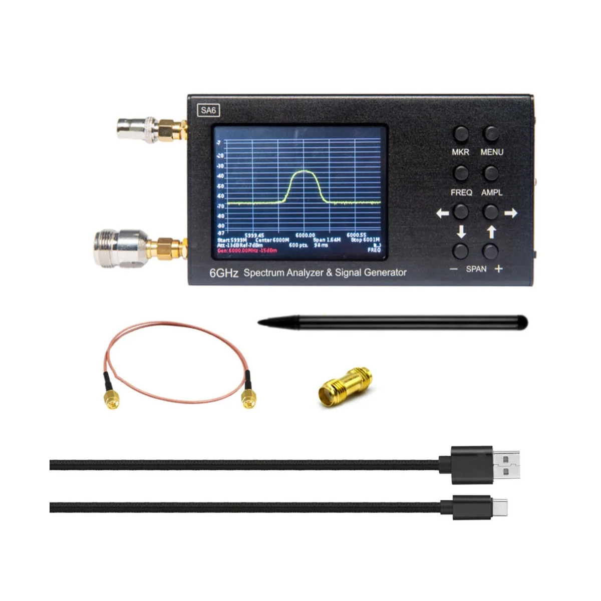 

SA6 6GHz Spectrum Analyzer SA6 Signal Generator 35-6200Mhz Signal Tester Wi-Fi 2G 4G LTE CDMA GSM Beidou GPRS GLONASSS