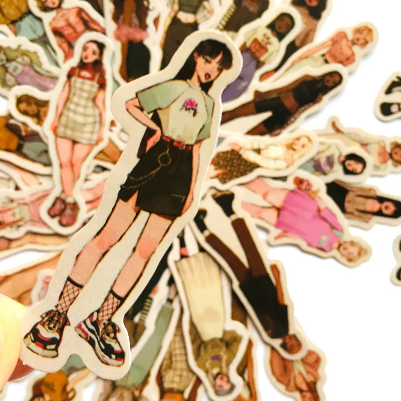 40/50Pcs/Pack Hand Draw Japanese Street Girl Sticker DIY Craft Scrapbooking Album Journal Notebook Planner Decorative Stickers