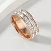 Fashion Jewelry New Single Double Row Starry Sky Square Zircon Crystal from Austrian Titanium Steel Couple Ring 1