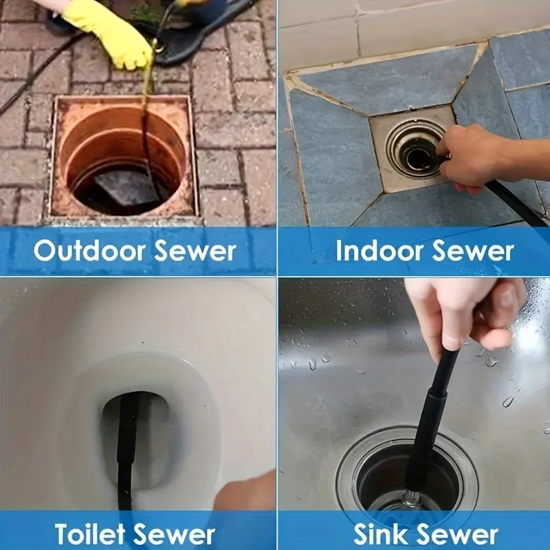 1pc Sewer Jetter Kit For Pressure Washer,20FT-200FT5800PSI Drain Cleaner Hose,1/4 Inch NPT 5