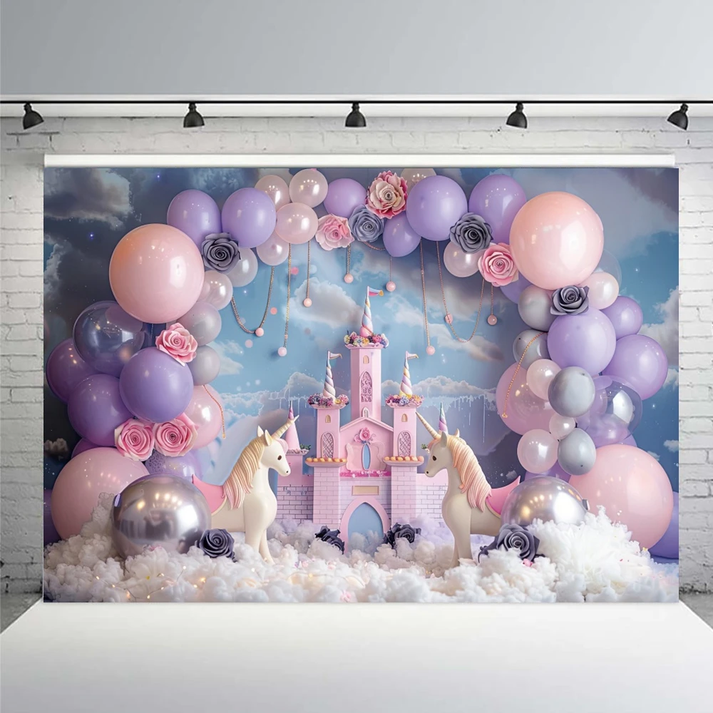 Girls Boys 1st Birthday Decoration Backdrop Colorful Balloons Newborn Birthday Baby Shower Photography Background Photo Studio photo backdrop