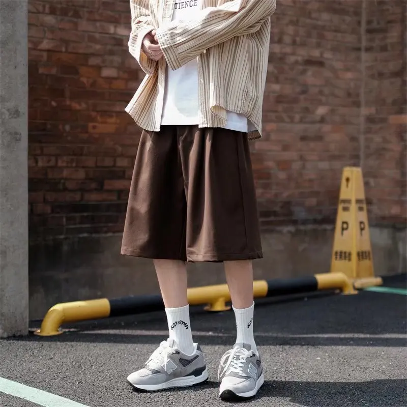 Japanese brown shorts men's 2022 summer thin tide korean fashion