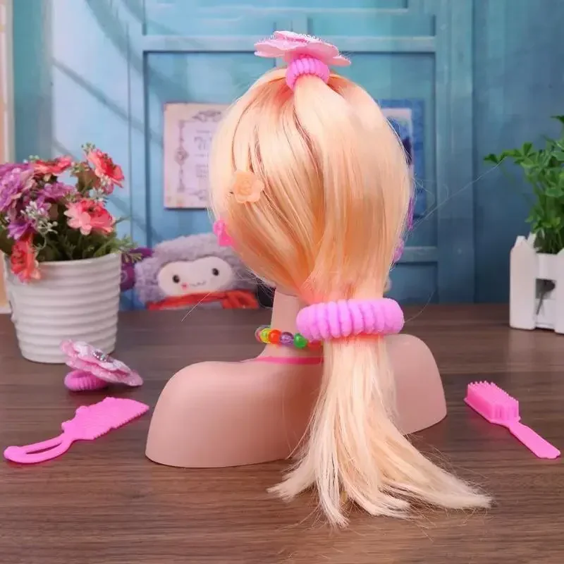 Fun Half Body Makeup Hairstyle Doll Mannequin Head Pretend Play Toys For Children Princess Dressing Learning Beautiful Girls Toy makeup toy