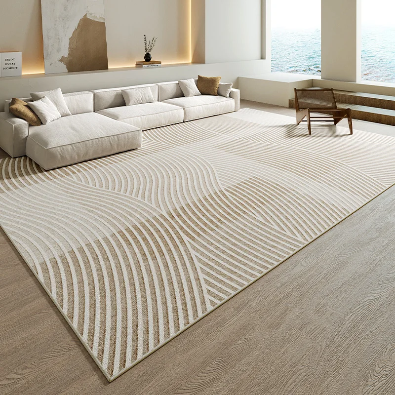 Wabi-sabi Wind Bedroom Decor Plush Carpet Thickened Study Anti-slip Mat Japanese-style Carpets for Living Room Home Striped Rug 2