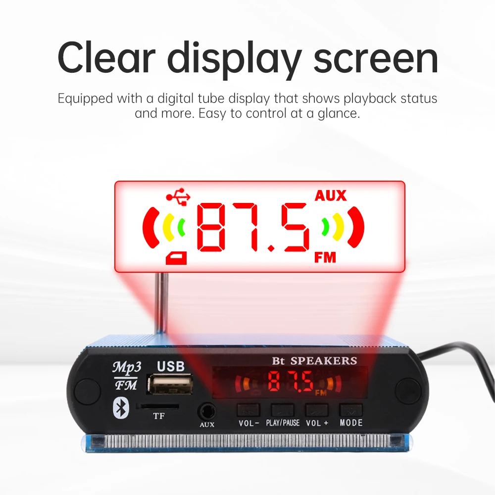 Wireless Bluetooth MP3 Decoder Board with Recording Function and DIY Shell, USB/SD/FM Audio Module