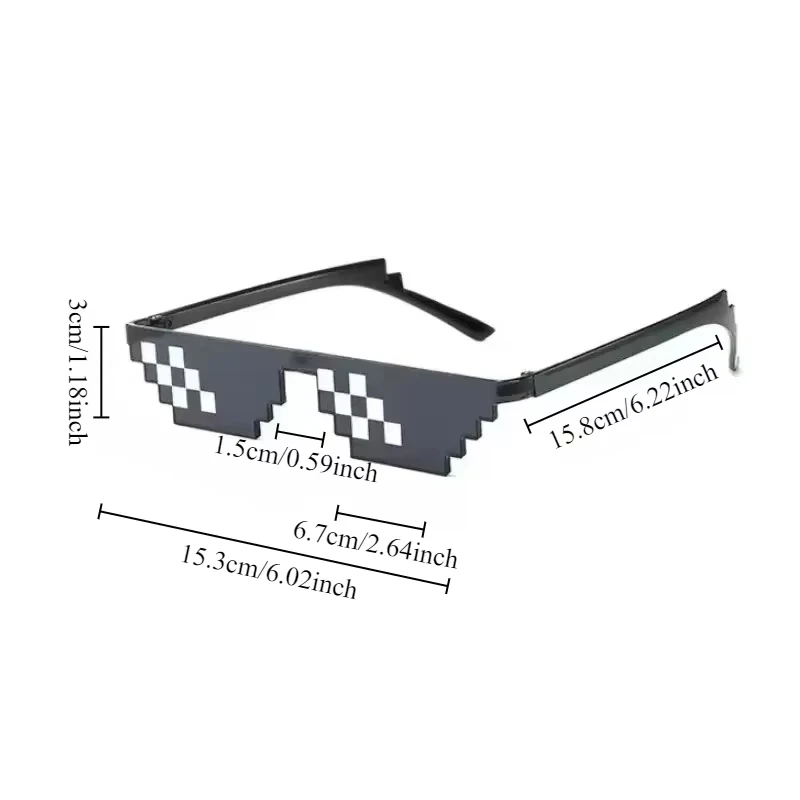 1PC Black mosaic sunglasses anime mischievous dark glasses mosaic pixel glasses disco funny toys