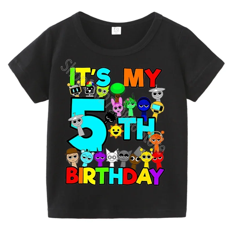 الصيف قصيرة الأكمام Sprunki Incredibox طباعة الأطفال تي شيرت الاطفال ملابس الفتيان الفتيات القطن تيز القمم هدايا حفلة عيد ميلاد