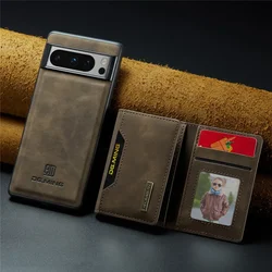 Versatile Detachable Magnetic Leather Phone Wallet Case with Card Holder - Google Pixel 8 Pro (Coffee)