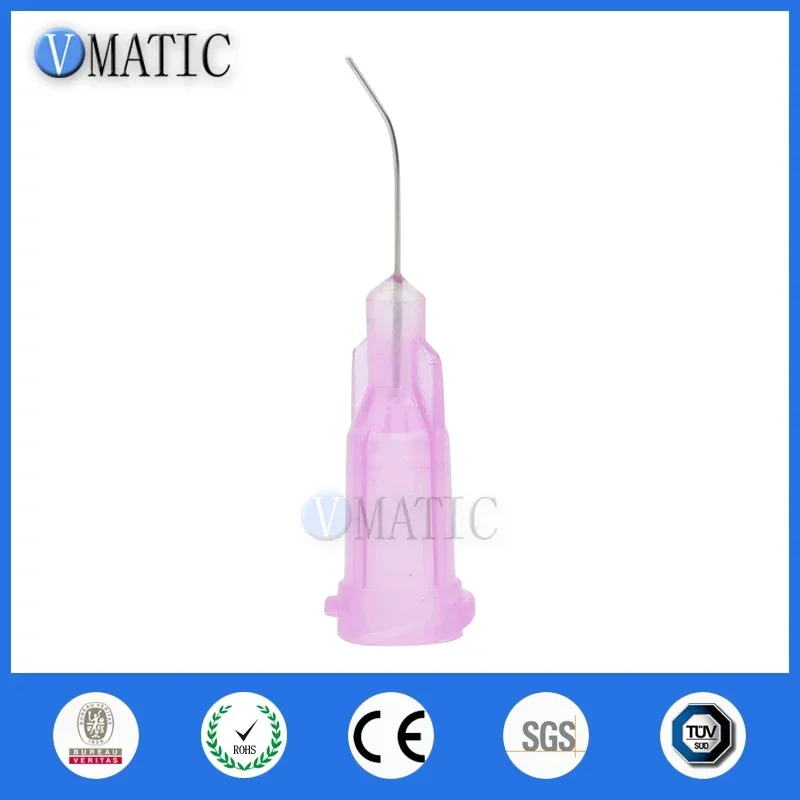 100Pc 30G Lavender 0.5'' Tube 45 Degree Bend Bent Dispensing Needle Tips Stainless Steel Dispenser Needle 1/2 Inch
