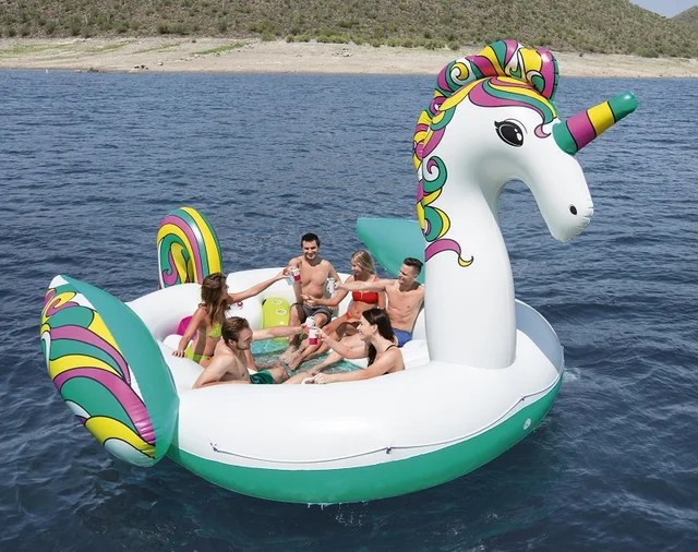 Swimming Pool Play Watersport Accessories Inflatable Giant Unicorn Party Island Pool Floats Platforms 5