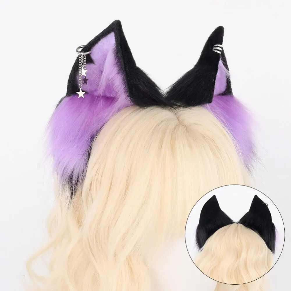 Halloween Cosplay Accessories Animal Furry Ears Headband Plush Realistic Fox Ears Anime Convention Live Stream Cat Headpiece