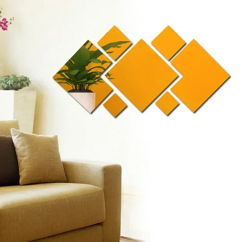 Large Square Mirror Wall Sticker Acrylic Irregular Splicing Square DIY Wall Murals Decal for Living Room Bedroom Home Decoration Wall Sticker Mirror Wall Sticker Acrylic Wall Sticker