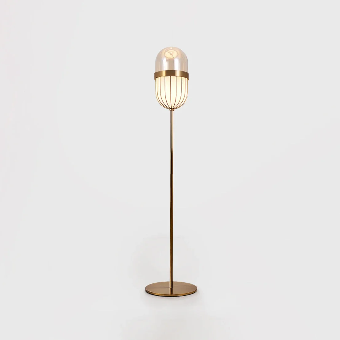 Modern Contemporary Golden Steel Metal Floor Lighting Standing Lamp with Lantern Glass LED Gold Novelty European Nordic OGS/ OEM