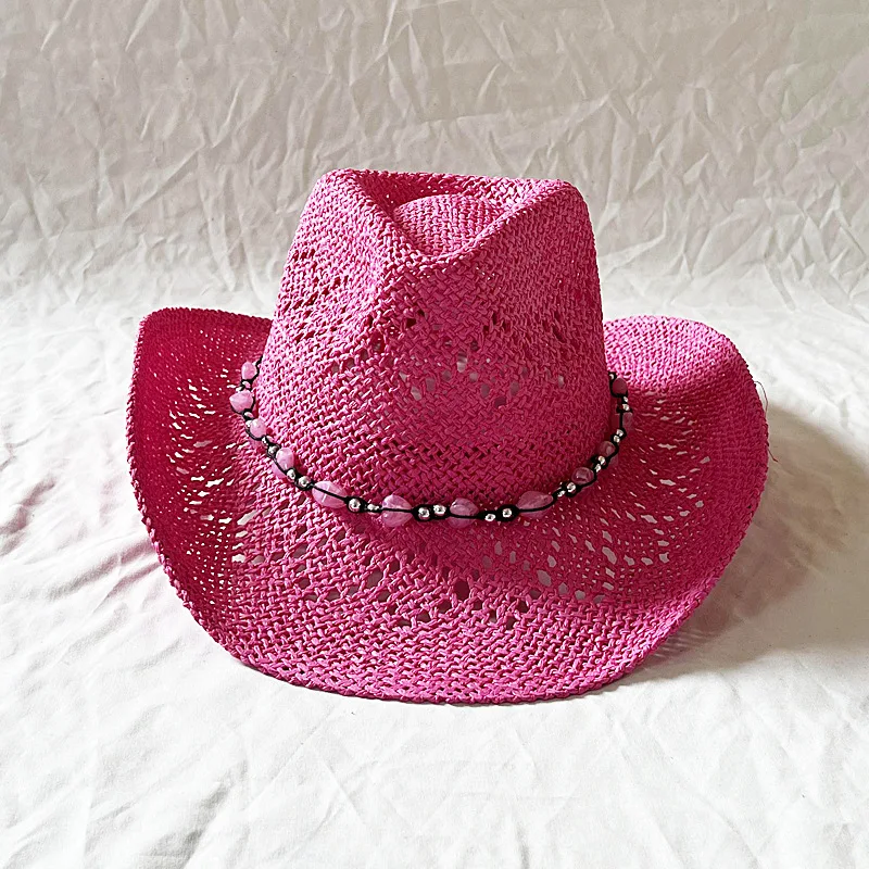 Hot Sale 2024 New Spring and Summer Hand-knitted Outdoor Travel Beach Unisex Western Cowboy Straw Hat_voghion.com