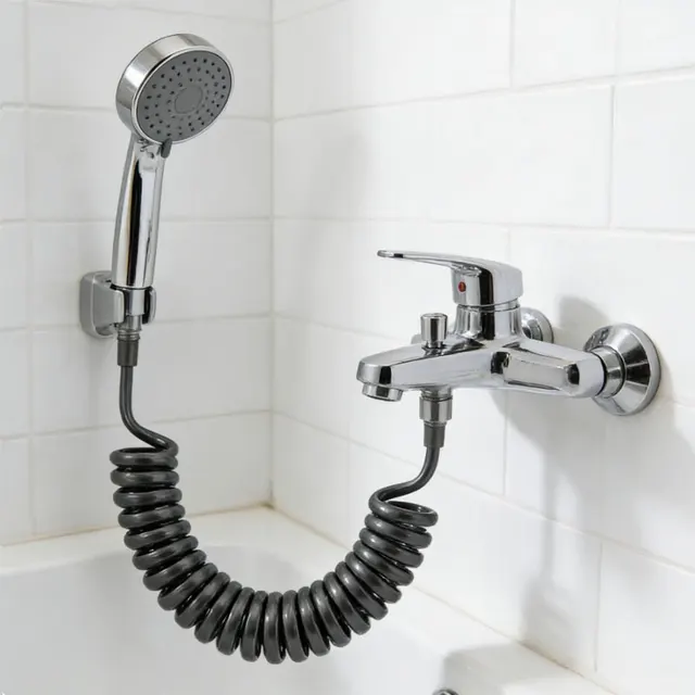 สายฉีดน้ำแบบยืดหยุ่นสำหรับห้องน้ำ สายฉีดน้ำแบบยืดหดได้สำหรับระบบประปา ห้องน้ำ สายฉีดชำระแบบเกลียว 1