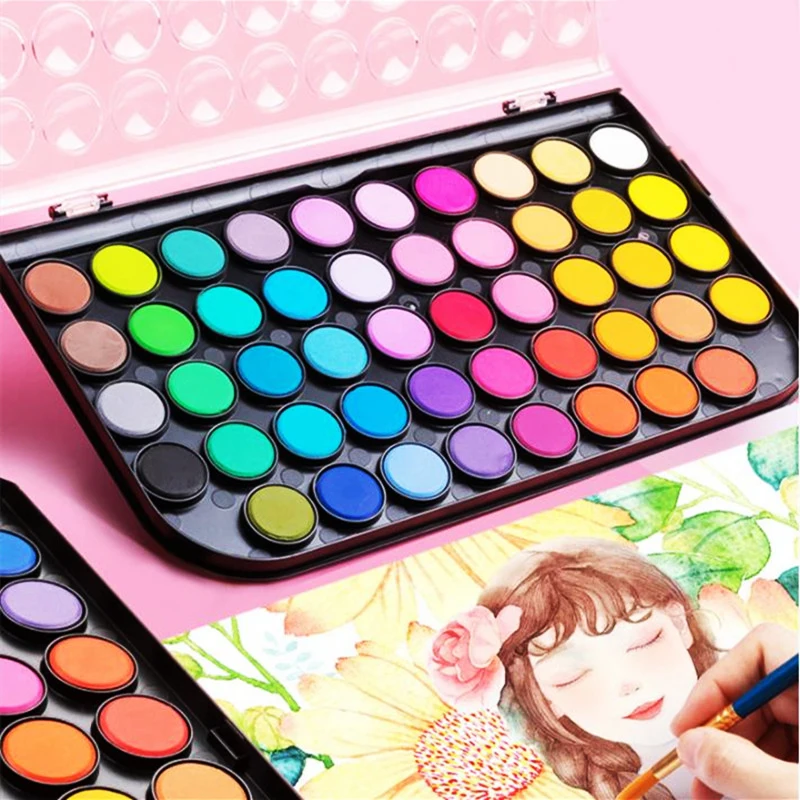 48/16 colori Pittura ad acquerello per principianti Set da disegno ad acquerello con tavolozza e pennello Forniture artistiche per artista 2