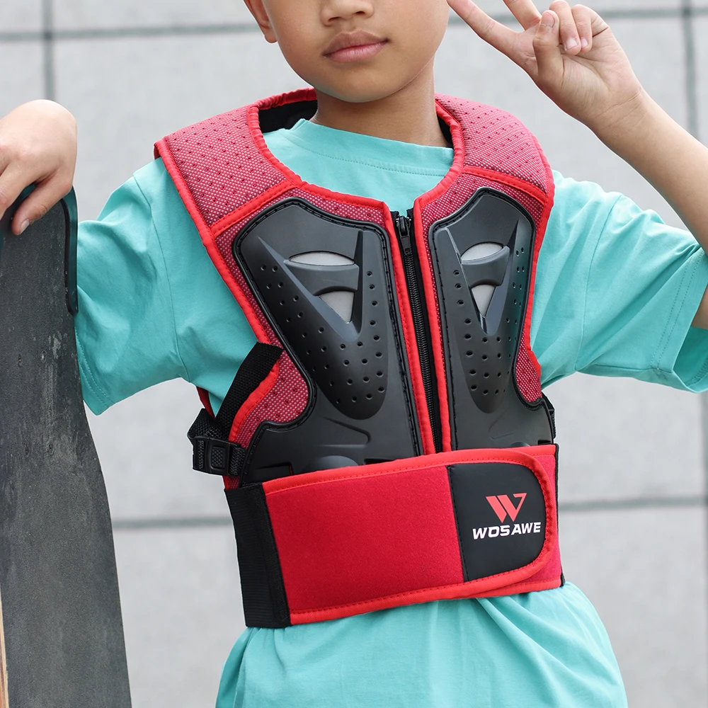 WOSAWE Kid's Body Armor Motorcycle Jacket Motocross Moto Vest Back Chest Protector Off-Road Dirt Bike Protective Gear