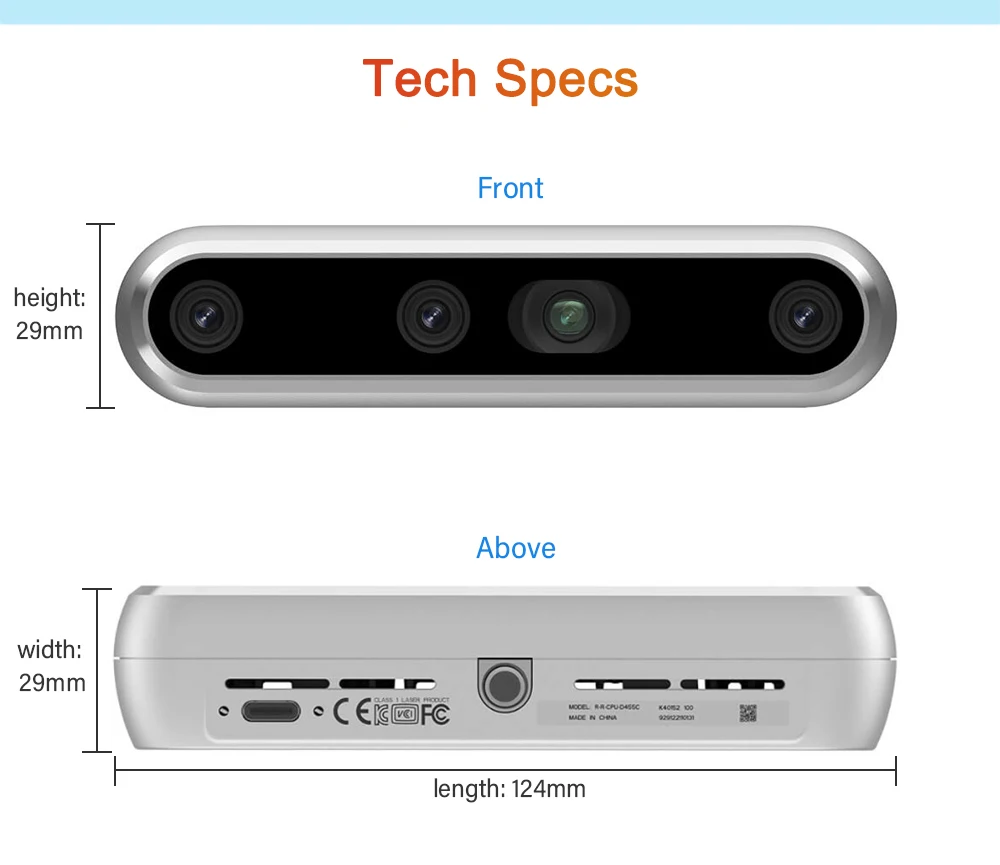 Intel RealSense Depth Camera Binocular D455 Inertial Measurement Unit 30fps RGB