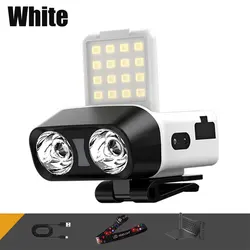 Ultra Bright LED Rechargeable Waterproof Clip - On Cap Light with Sensor (White)