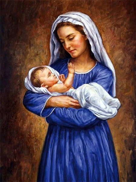 YSCOLOR Diamond Painting 5D – Gesù E Vergine Maria, Kit Completo 30x40cm, Diamanti Rotondi, Tela HD, Fai Da Te, Z385