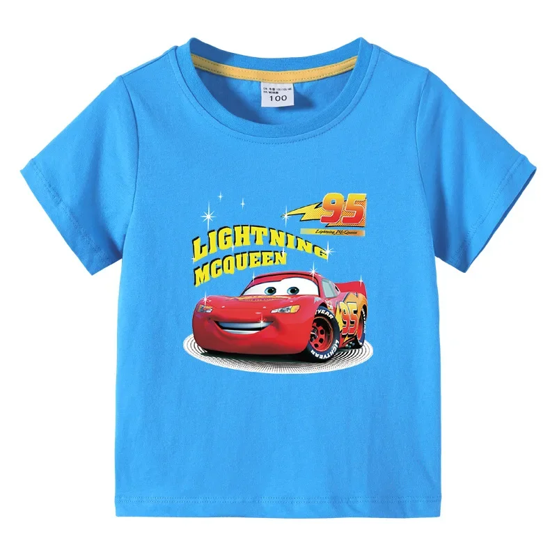 Potdemiel Summer Fashion Kids T-Shirts Car Pixar Lightning McQueen Print Cartoon Girls Clothes Baby Boys Children Cotton T Shirt 4