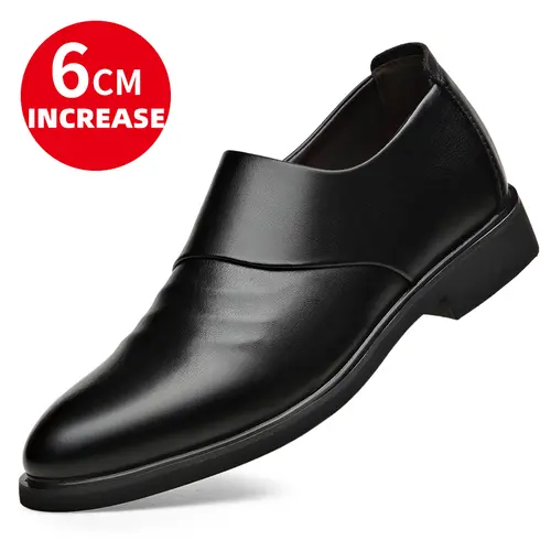 New Genuine Leather Men's Flat / 6CM Heightening Elevator Shoes Business Formal Leather Shoes Man British Casual Wedding Shoes - Image 7