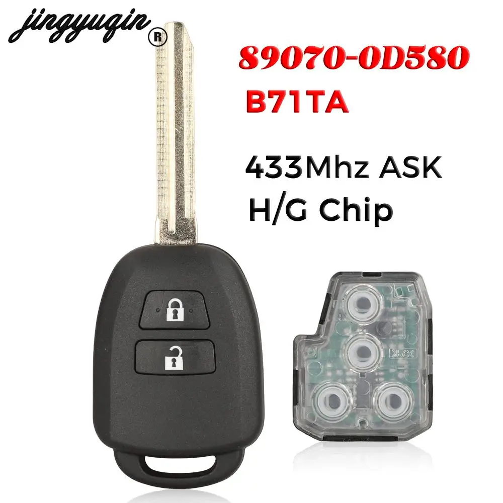 

jingyuqin B71TA 433MHz Smart Remote Car Key for Toyota Yaris 2014-2017 Vios 2013-2016 FOB G /H Chip 89070-0D580 TOY43 Blade