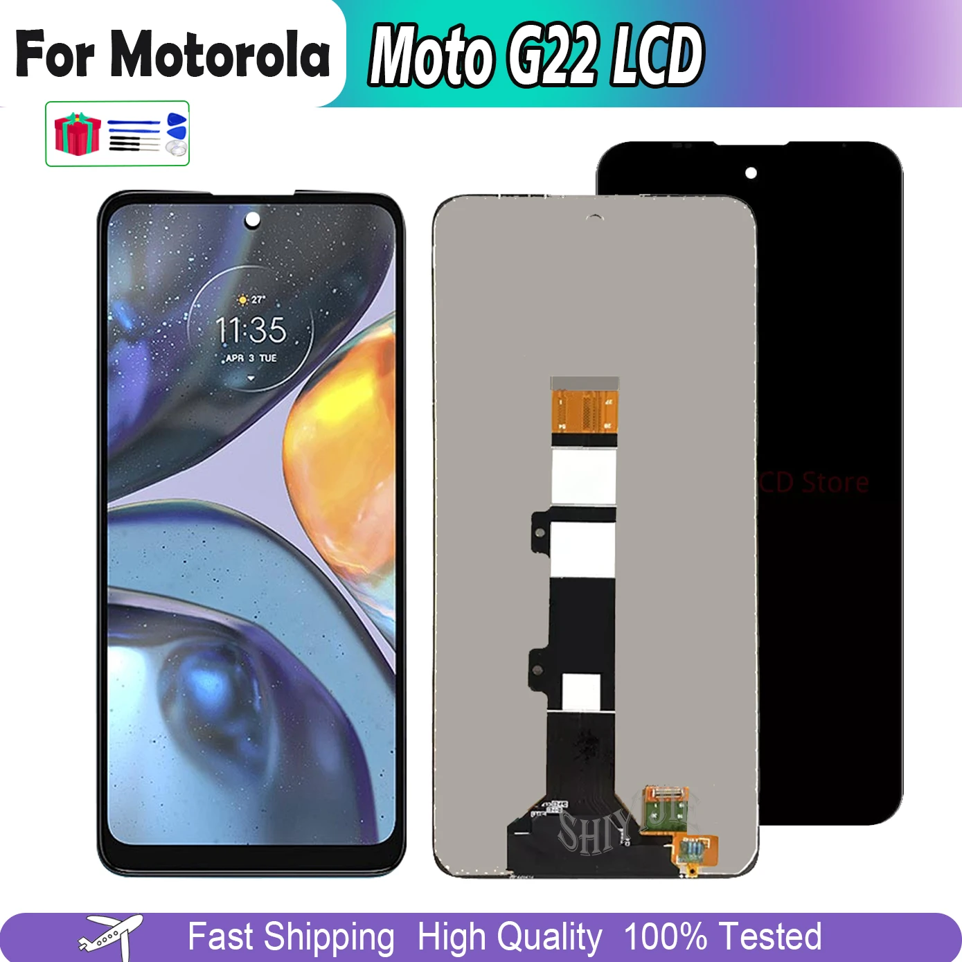 Display Da 6.5 "Per Motorola Moto G22 Display Lcd Touch Screen Digitizer Per Moto G22 Schermo 100% Testato Sostituzione Assemblaggio