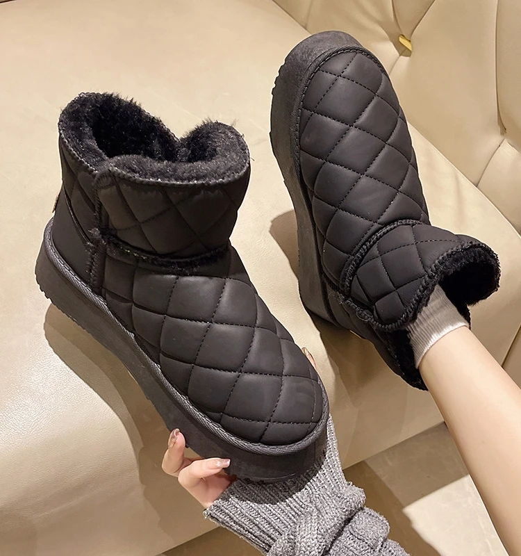 

Женские сапоги, новинка 2023, зимняя обувь на платформе, обувь на плоской подошве, круглый носок, резиновая Женская Базовая хлопковая обувь в стиле "Лолита"