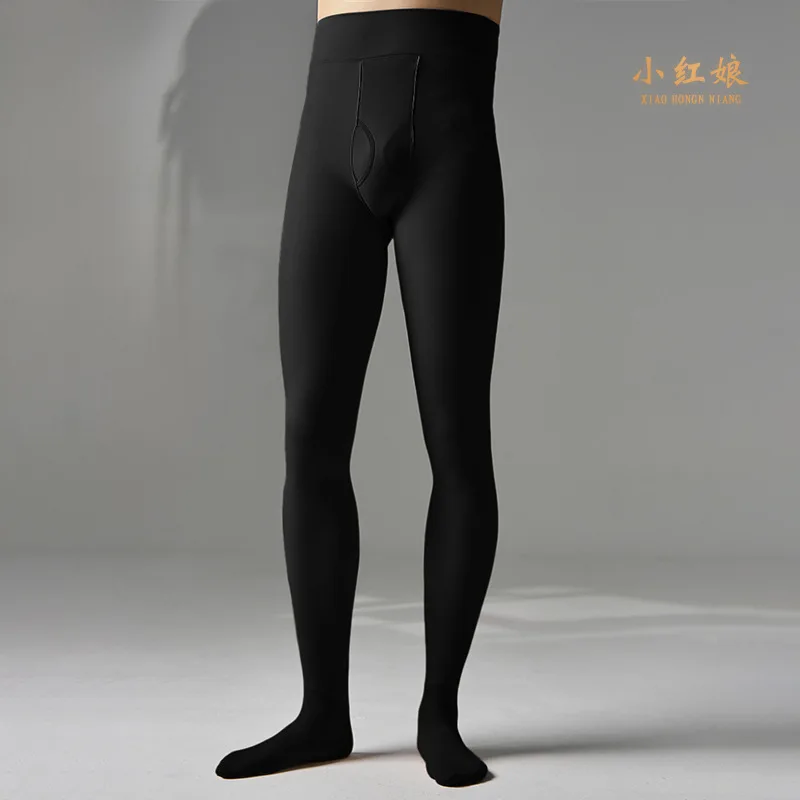 Autumn Winter Open Crotch Velvet Men Pantyhose Stockings Male High Waist Elastic Sexy Leggings Tights