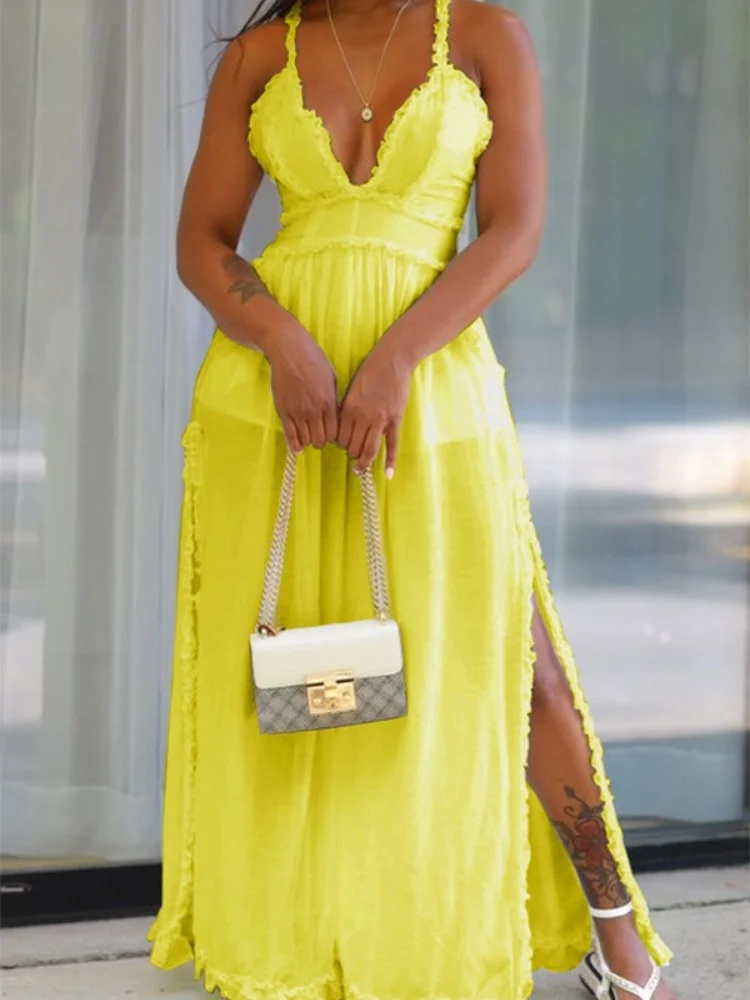 Wmtar 2025 New Women Fashionable Elegant Jumpsuits Sexy Morel Edge Strapless Jumpsuit Sleeveless Solid Color Wide Leg Pant