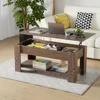 Elevating coffee table with hidden compartment and storage shelf 1
