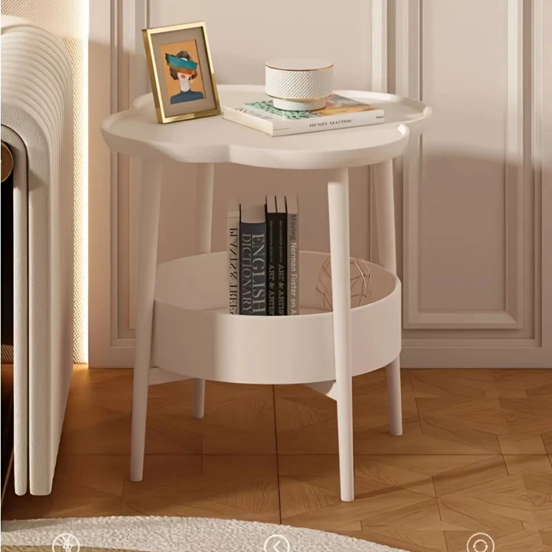 

Cream Style Cloud-shaped Sofa Edge Table Bedroom Bedside Small Round Table Modern Simple Balcony Shelf Coffee Table ﻿