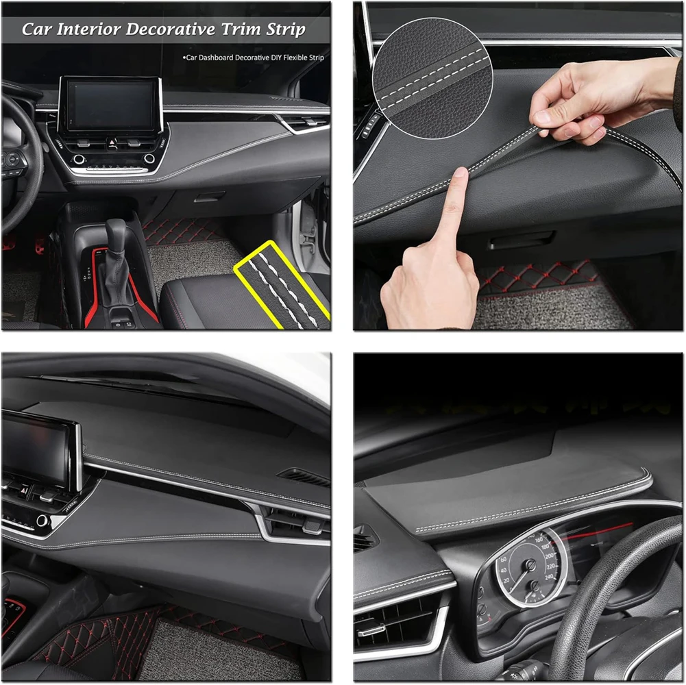 2M Universal Car Mouldings Trim PU Leather DIY Braid Decorative Line Strip For Door Dashboard Sticker Car Interior Accessories