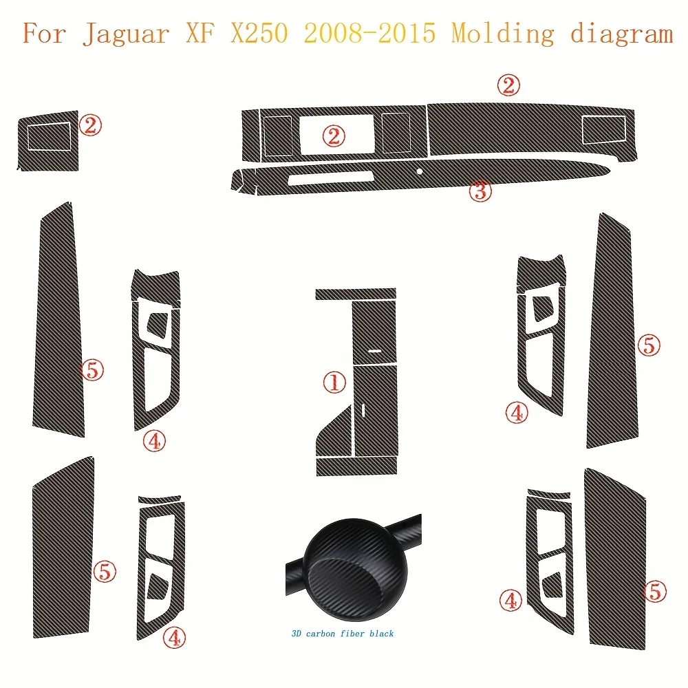 자동차 스타일링 탄소 섬유 자동차 인테리어 센터 콘솔 색상 변경 몰딩 스티커 데칼 For Jaguar XF X250 2008-2015