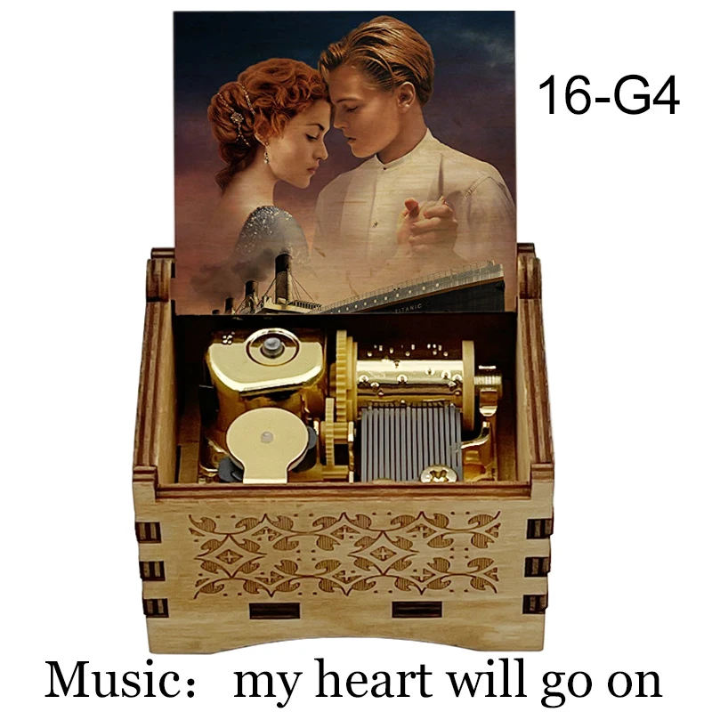 Titanic Movie My Heart Will Go On Music Box Golden Mechanical Wooden Love Musical Box Romantic Wife Girlfriend Birthday Presents 4