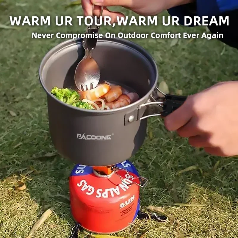 Camping Cookware Set Portable Outdoor Pot Pan Tableware Kit Hiking Picnic Equipment