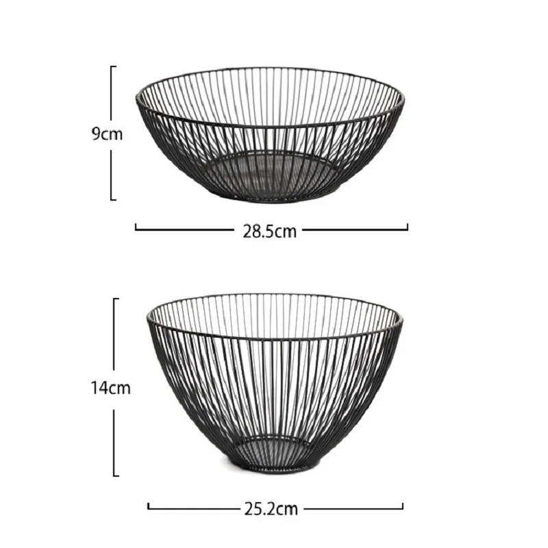Nordic Style Geometric Vegetable Fruit Metal Wire Basket Kitchen Desktop Storage Bowl Container Table Fruit Plates Decoration