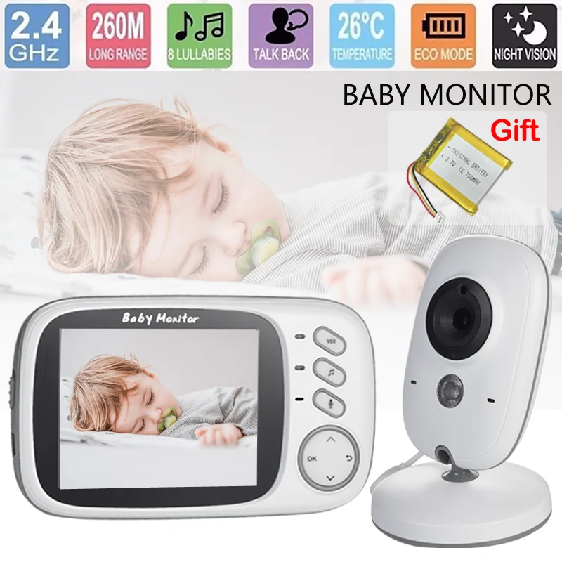 3.5''Display 2.4G Wirless Video Baby Monitor with Camera and Audio Feeding  Alarm 2-Way Audio Night Vision Temperature Monitor - AliExpress