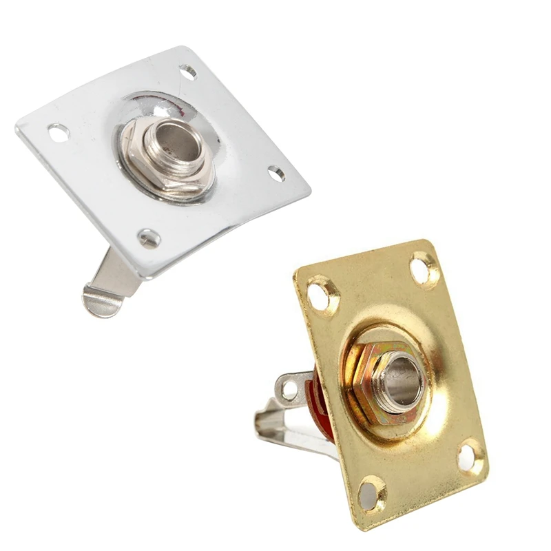 

Quality 2 Pcs Electric Guitar Parts & Accessories: 1 Pcs Chrome Plate Space E-Output Socket & 1 Pcs Square Style Jack Plate Guit